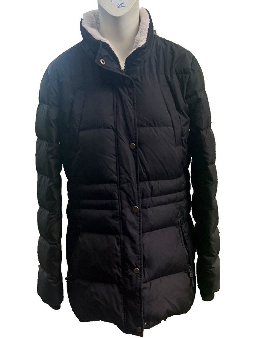 Lauren Ralph Lauren Womens S Black Down Filled Puffer Jacket Sherpa Collar